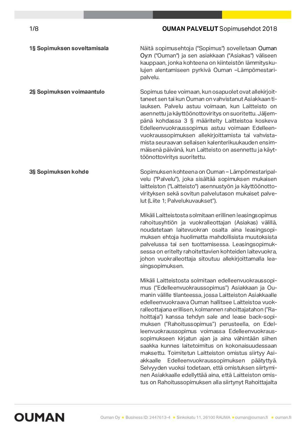 Ouman palvelut - sopimusehdot
