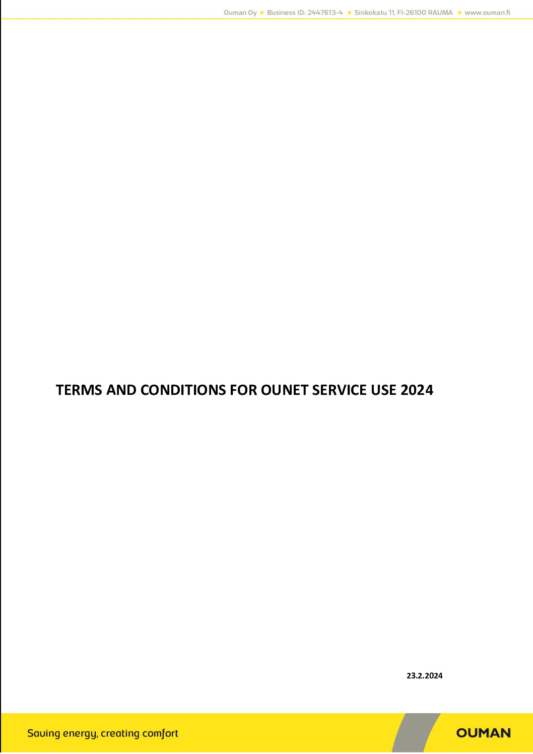 Terms and conditions for Ounet service use